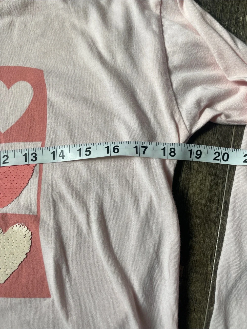 GAP Pink Long-Sleeve‎ Tee with Sequin heart grid Size XL